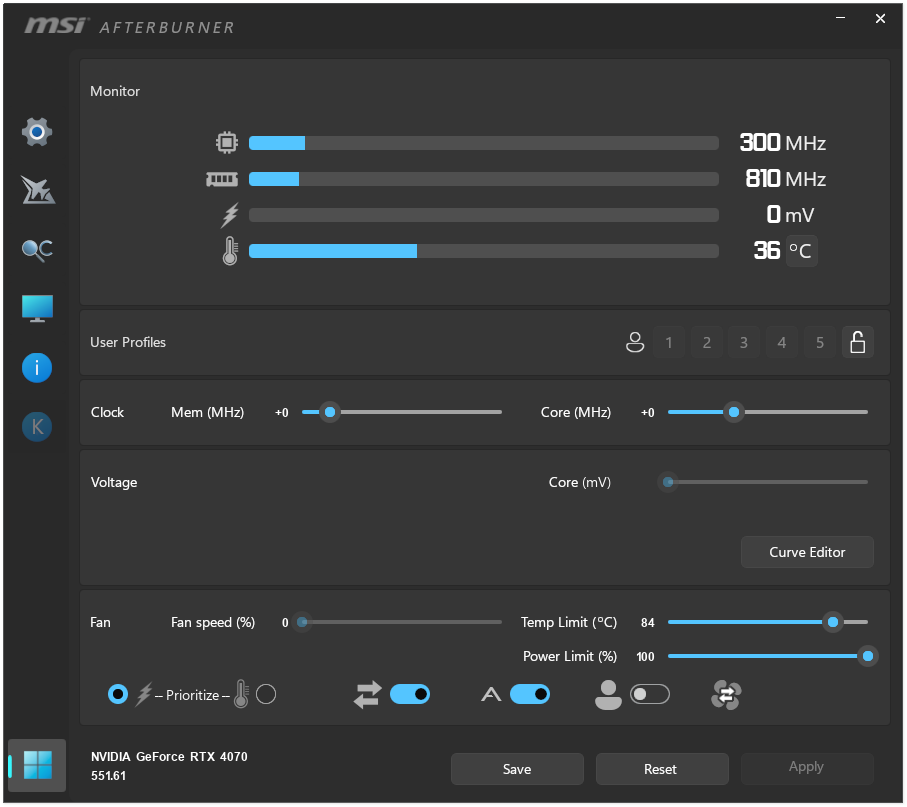 MSI AFTERBURNER截图