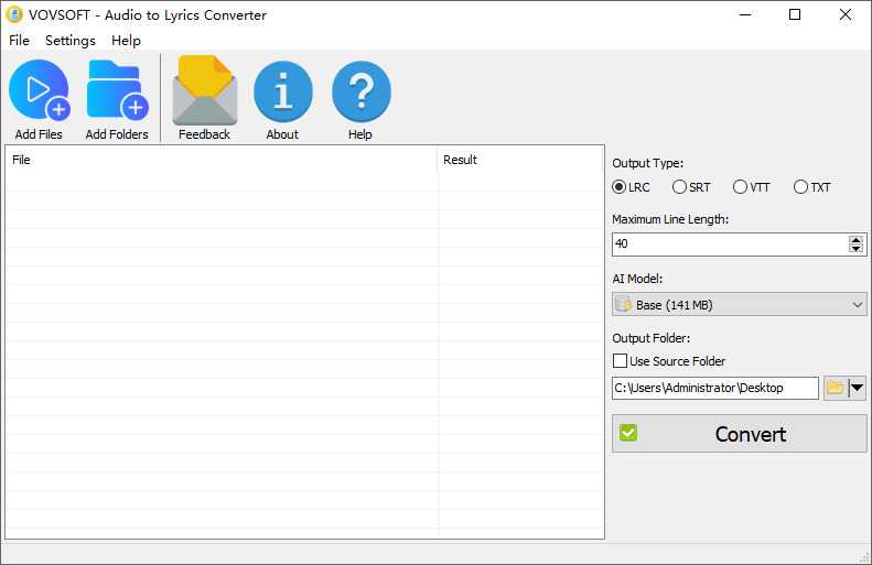 VovSoft Audio to Lyrics Converter截图