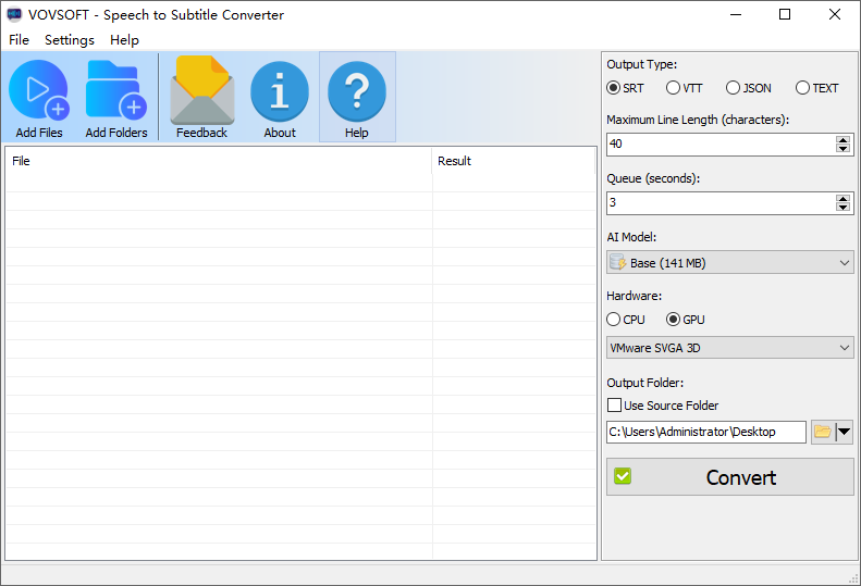 VovSoft Speech to Subtitle Converter截图