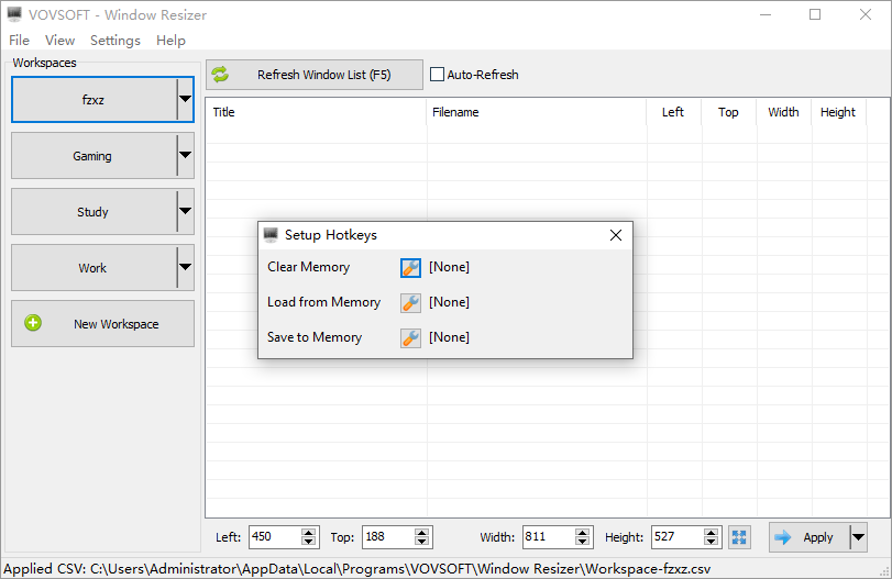 VovSoft Window Resizer截图