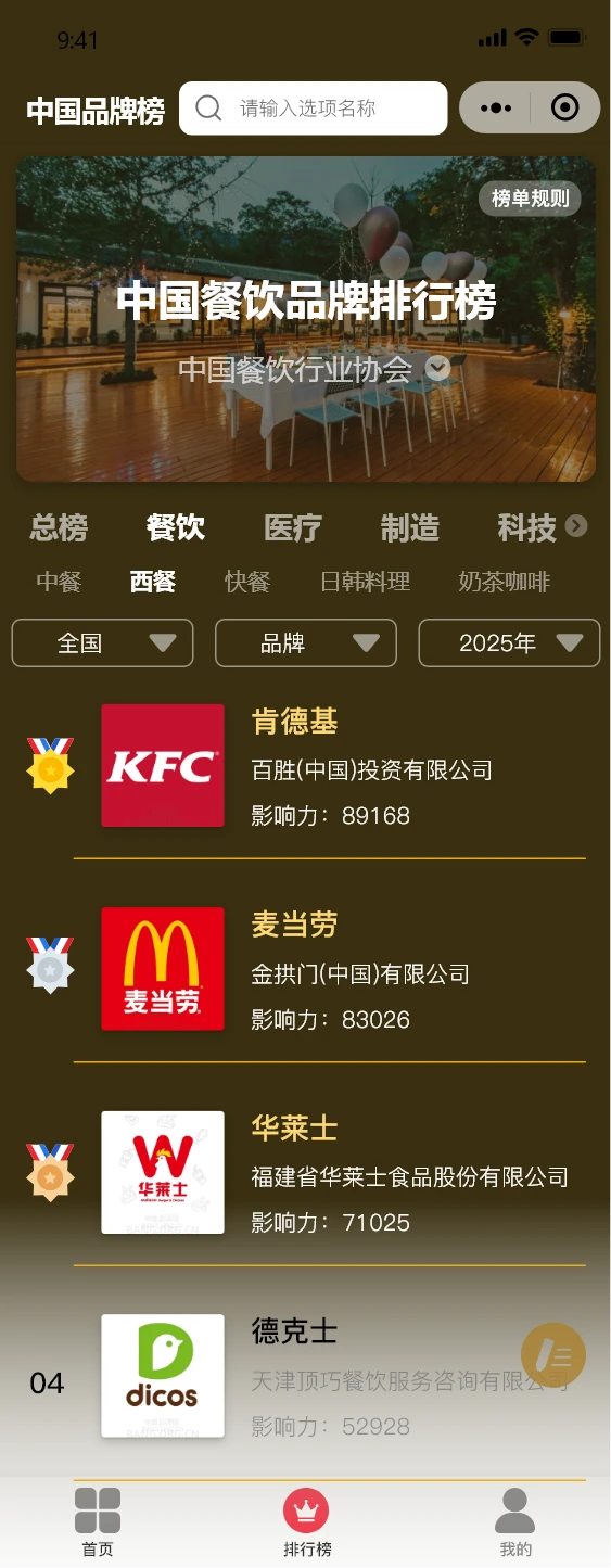 品牌榜截图