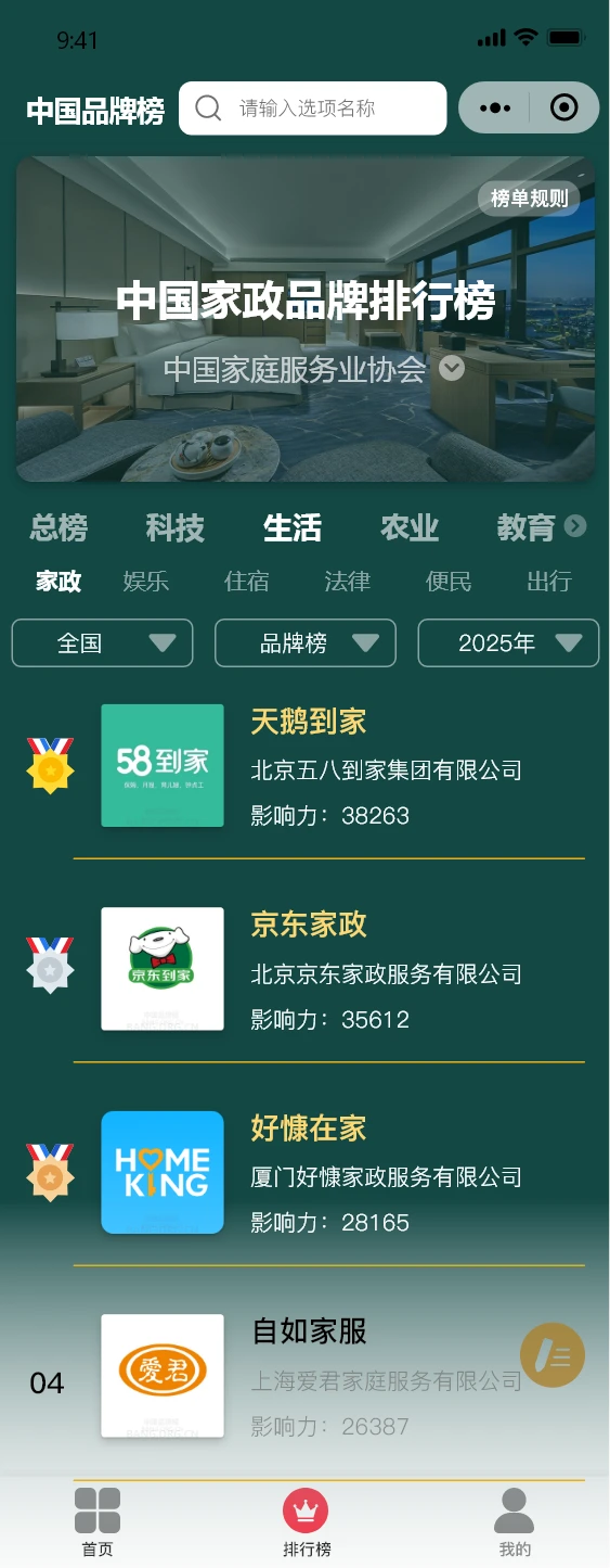 品牌榜截图