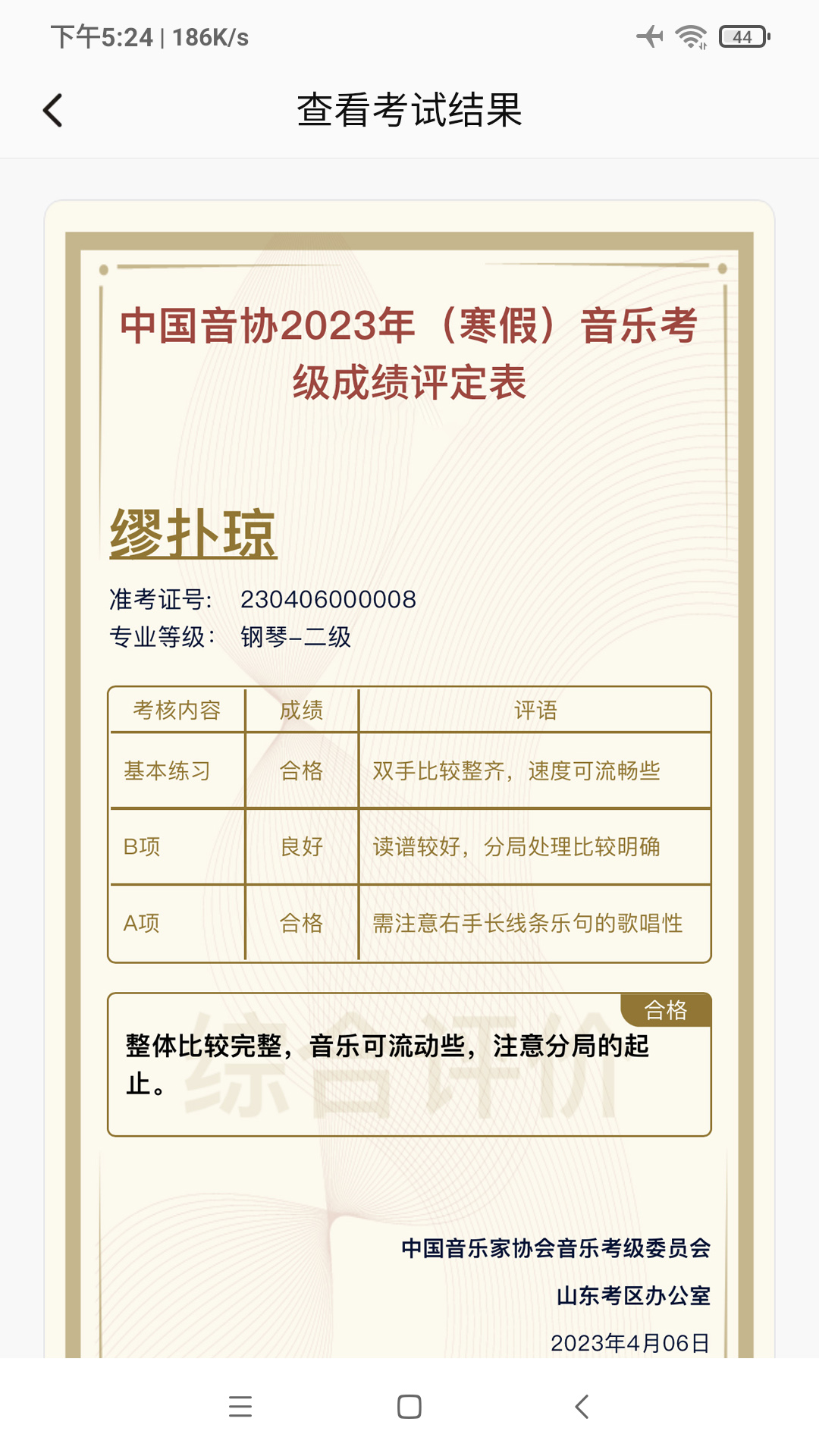 山东音协考级截图