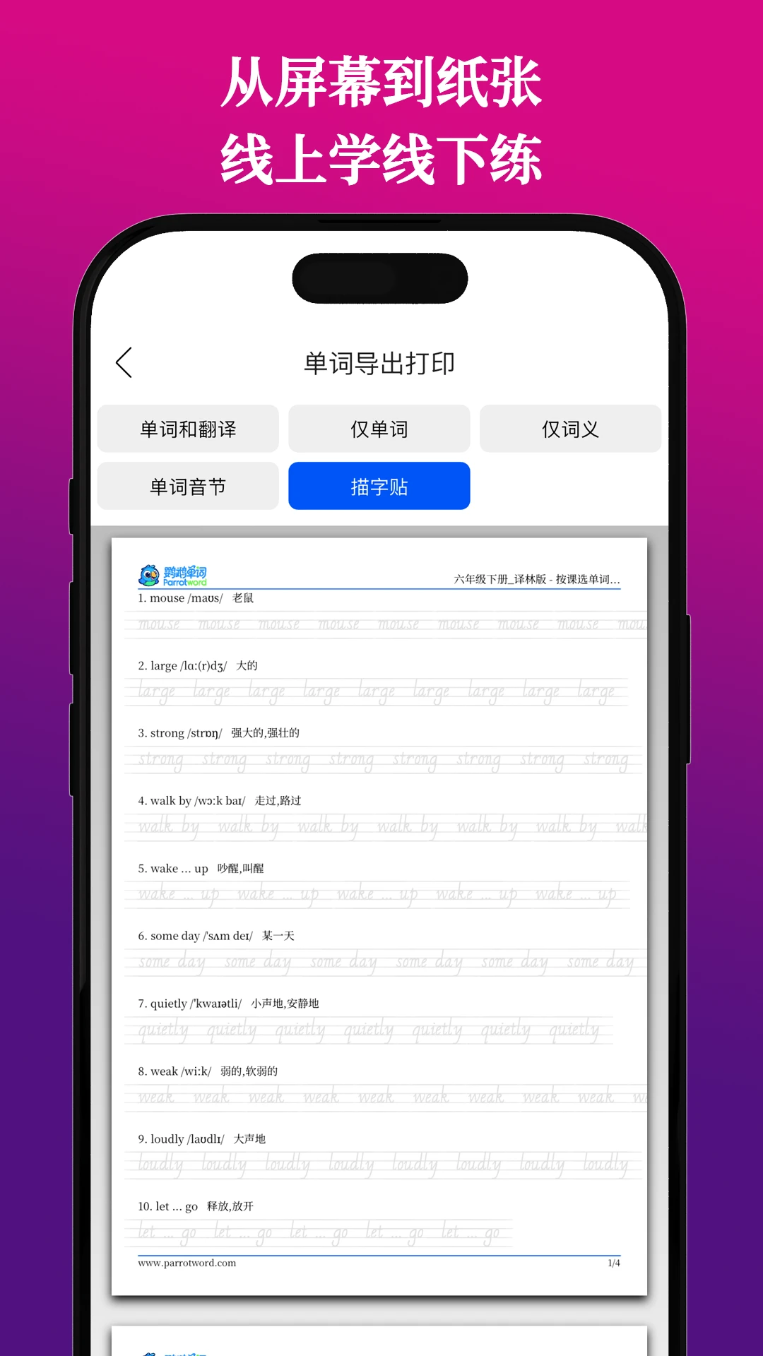 鹦鹉单词截图